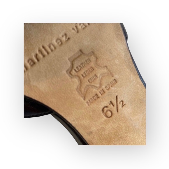 Martinez Valero ☻︎ Cut Out Heeled Mules Slides Sandal ☻︎ Black Leather ☻ 6.5M ☻︎ - Picture 11 of 16